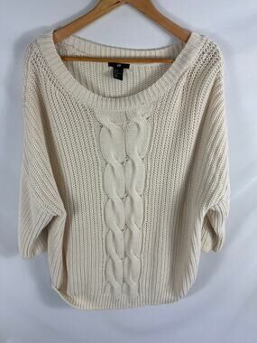 H&M Off White Slouchy Fit Knit Sweater Size Medium